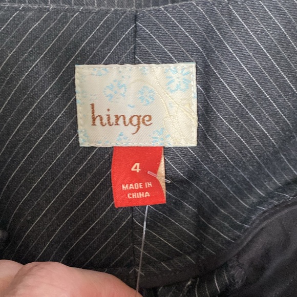 NWT. Hinge Trouser. Wide Leg Hi Rise. Size 4. Gray Stripe Button/Zip w/Belt - Picture 3 of 15